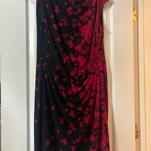 Floral Black and Red Women's Dress